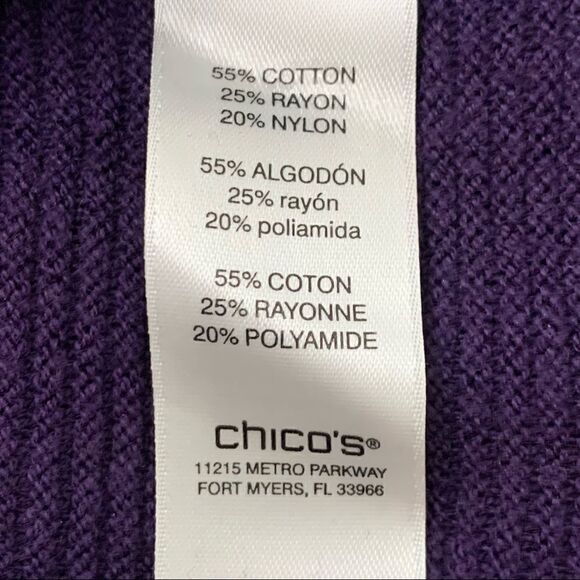 Chico’s Size Medium Purple Textured Boat-Neck Sweater - Picture 8 of 10